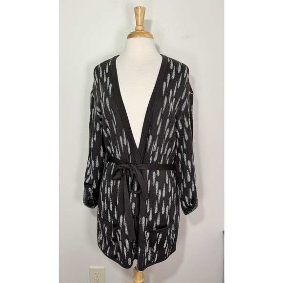 St John Sweaters - St. John Cashmere Silk Longline Belted Cardigan Sweater Sparkle, L